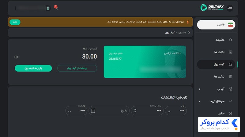 واریز در بروکر دلتا اف ایکس