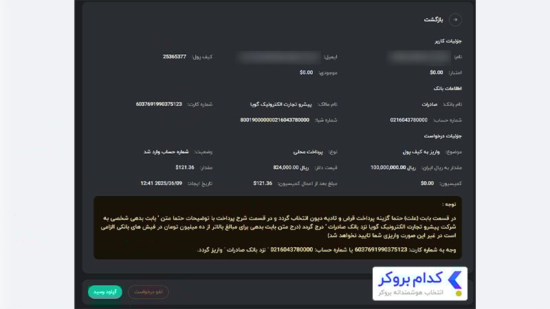 مرحله دوم واریز از طریق پرداخت محلی (ریالی) در بروکر دلتا اف ایکس