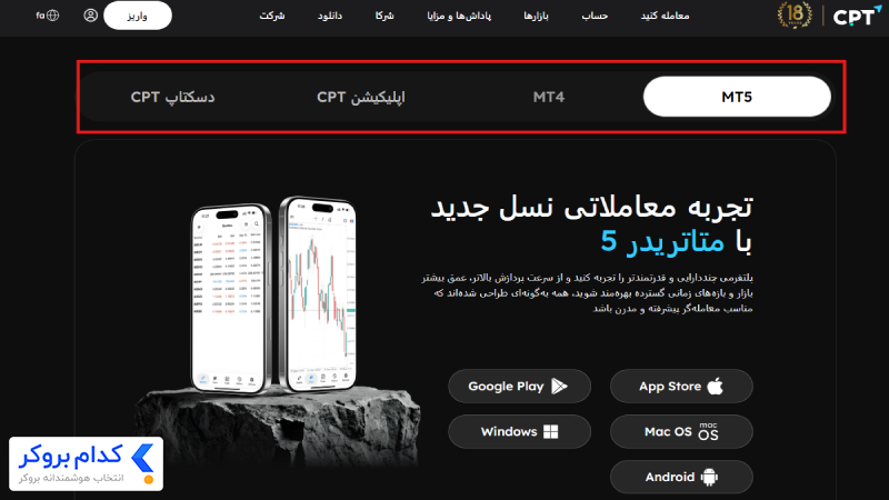 پلتفرم‌های معاملاتی بروکر CPT Markets