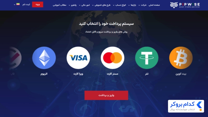 روش های واریز و برداشت در بروکر pipwise