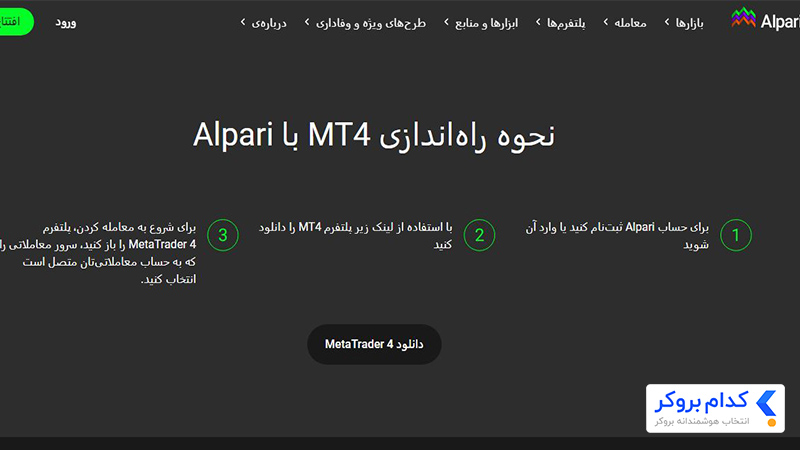 دانلود فایل نصبی متاتریدر ۴ برای آلپاری