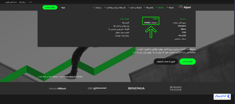 بخش مربوط به حساب پم