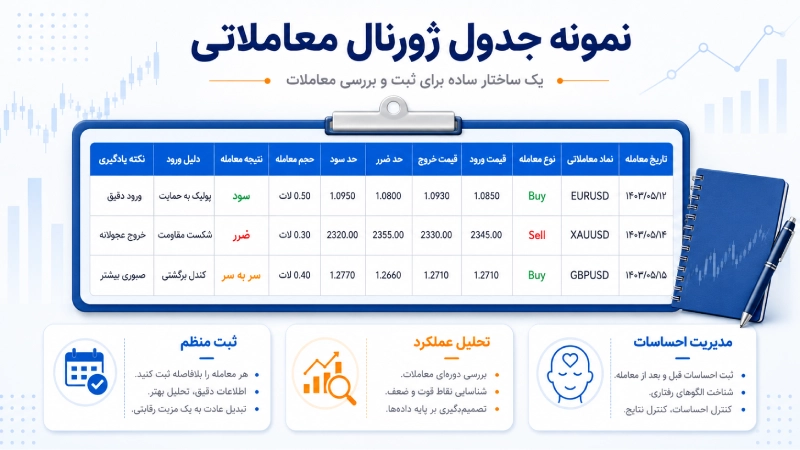 نمونه جدول ژورنال معاملاتی
