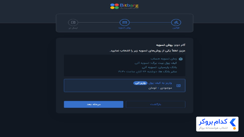 روش فروش یا تسویه ارز دیجیتال در بیت برگ