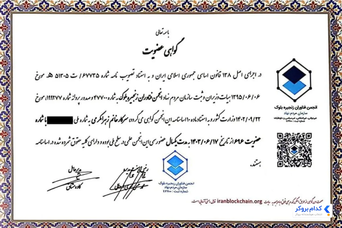 گواهینامه بلاکچین کیف پول من