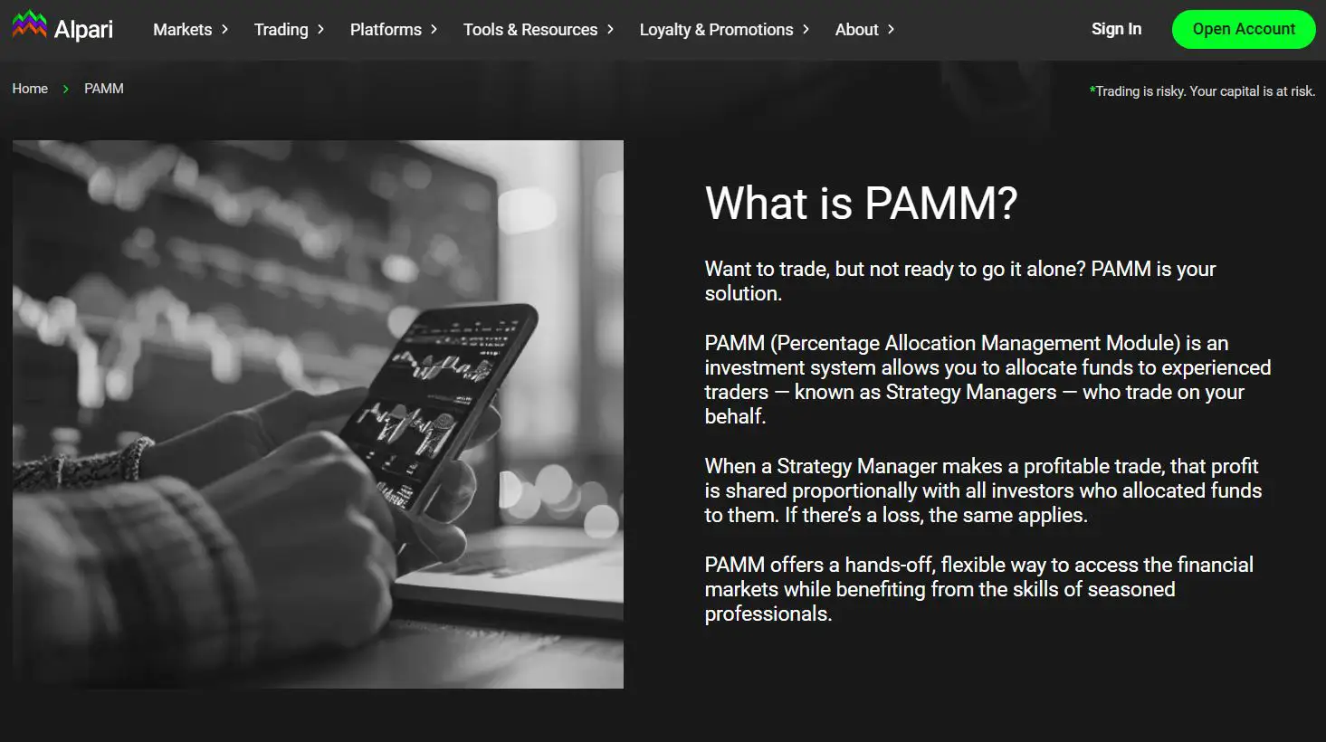 حساب کپی ترید (PAMM) آلپاری