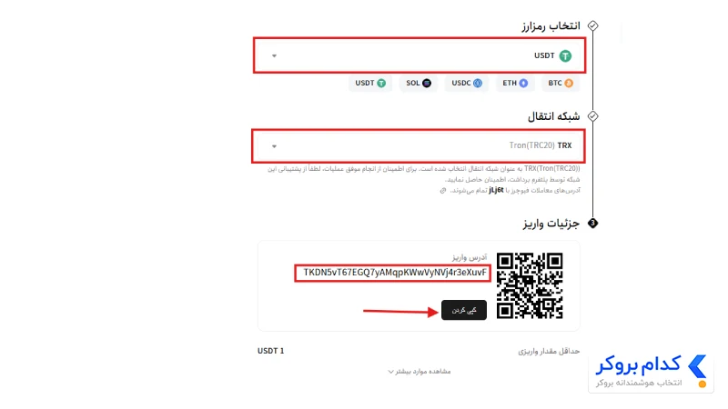 واریز در توبیت
