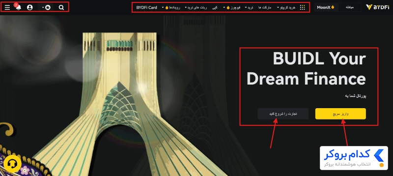 داشبورد کاربری صرافی bydfi
