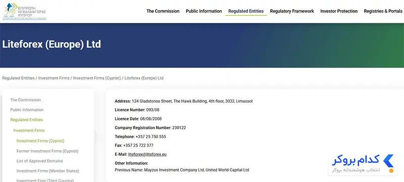 رگوله CySEC بروکر لایت فایننس