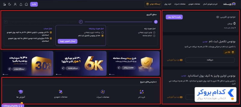 معرفی داشبورد یا پنل کاربری صرافی ورسلند
