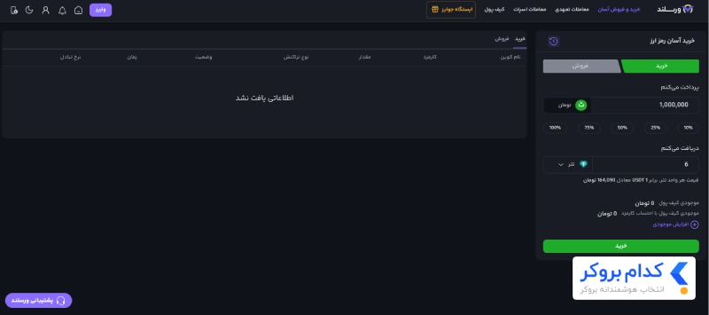 تبادل سریع (خرید و فروش آسان) در صرافی ورسلند