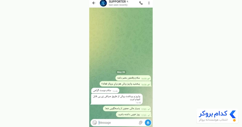 پشتیبانی تلگرام لایت فایننس