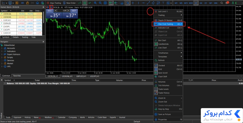 چگونه one click trading را فعال کنیم
