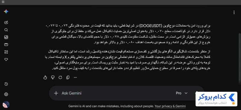 پیش بینی قیمت دوج توسط هوش مصنوعی Google Gemini 