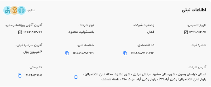 اطلاعات ثبتی صرافی کوین کده